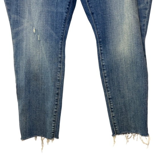 Gap True Skinny Ankle distressed denim jeans raw hem women’s 34 R medium indigo - Picture 3 of 14